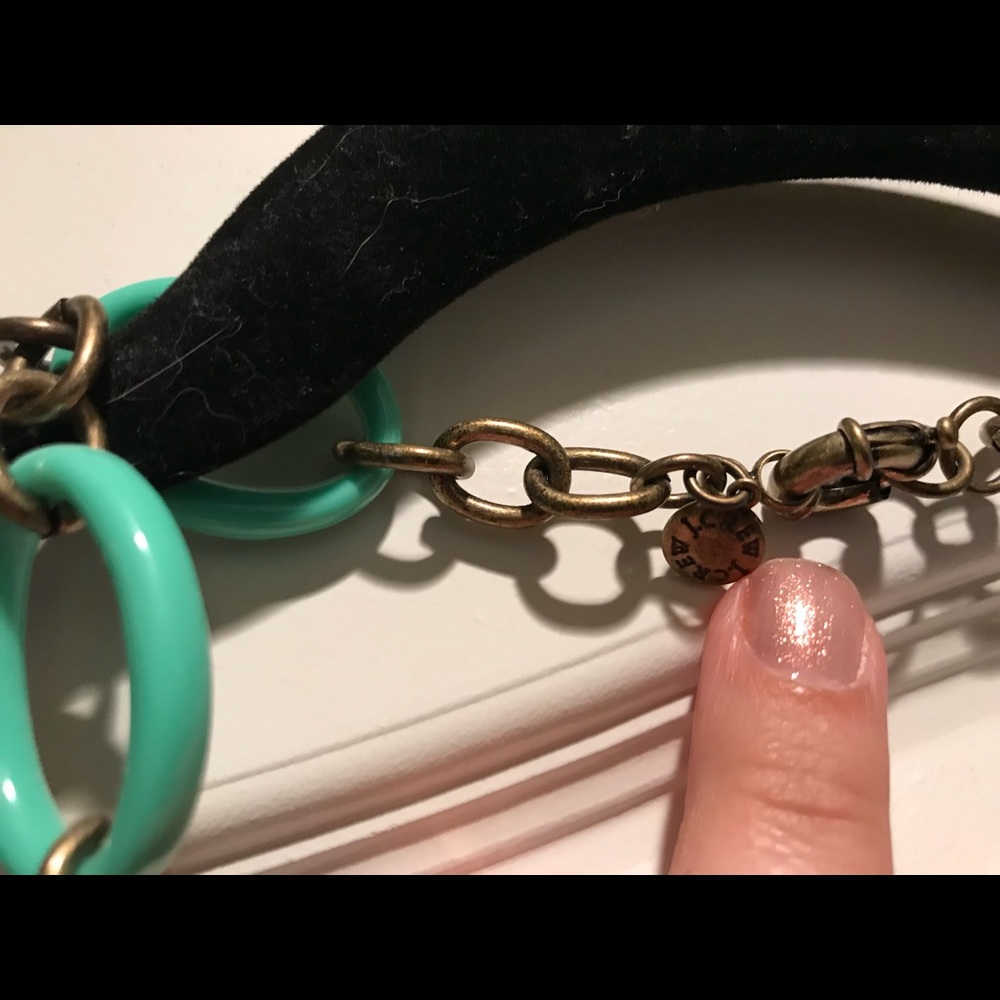 J Crew turquoise colored oval loop necklace - Picture 2 of 3